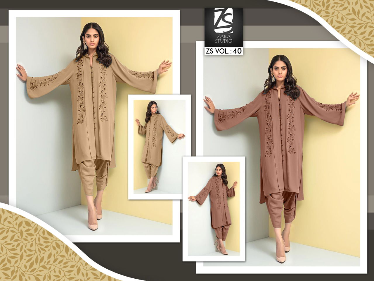 Zara 40 Formal Classy Georgette Party Wear Top With Bottom Collection